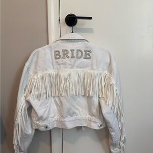 White Jean Jacket with Fringe Details